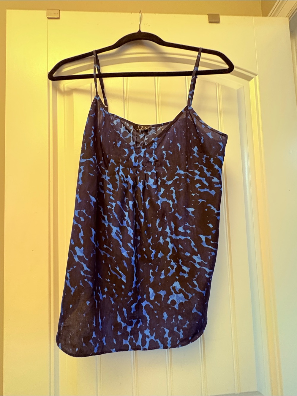 Aritzia Blue and Black Printed Spaghetti-Strap Tank
